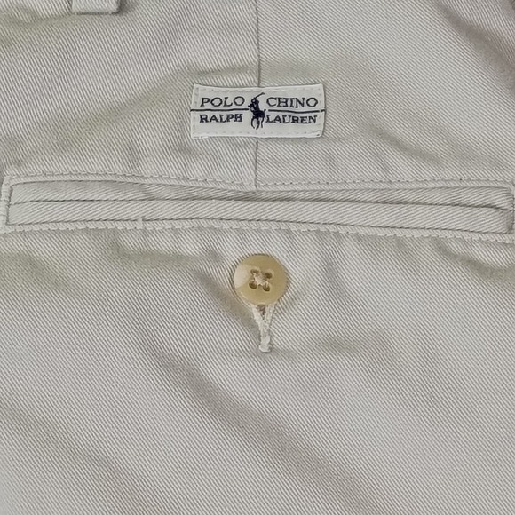 Vintage Polo Ralph Lauren Mens Andrew Pant Khaki Pleated Chino Cotton Size 38x30 - Picture 9 of 16